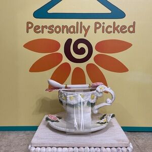 Corner Ruby Teacup and Saucer Set